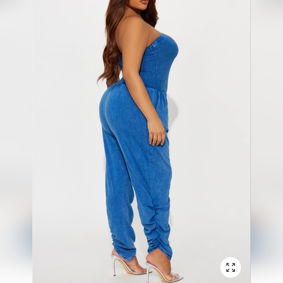 Fashion Nova Strapless Blue Jumpsuit - Picture 6 of 8